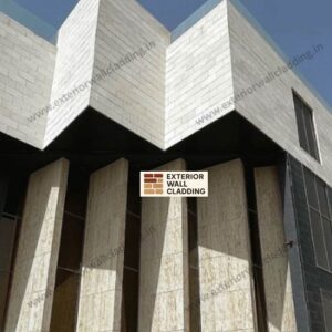 Grey Travertine Design Light Weight Modified Clay Facade Wall Veneer Sheet